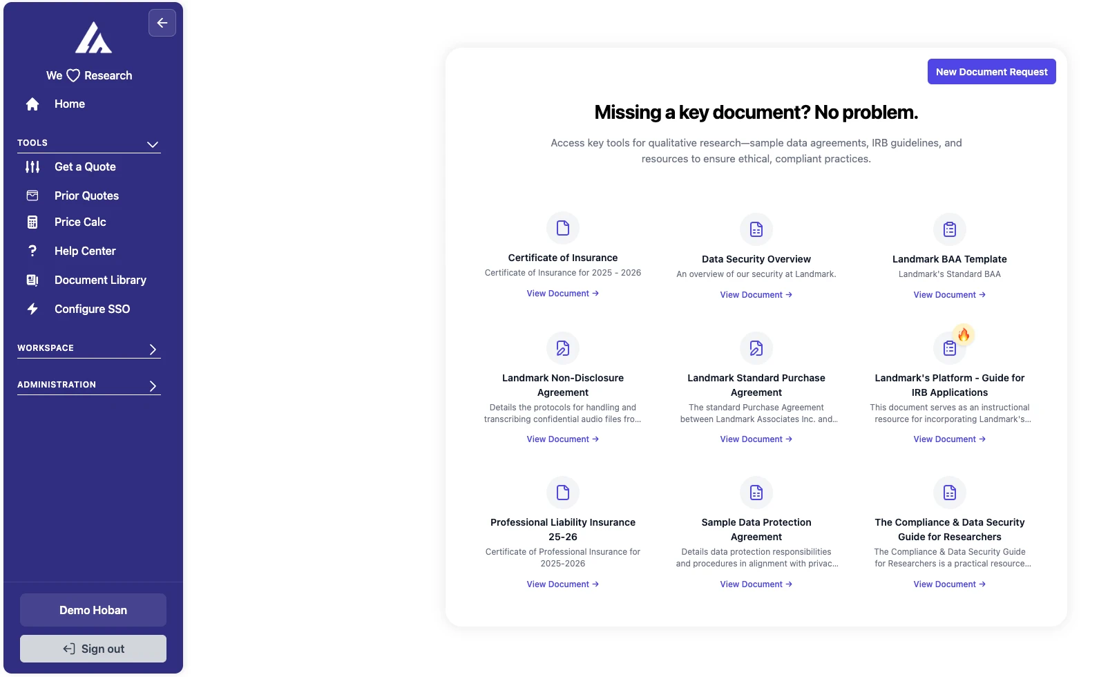 Document Library Interface showing security documentation